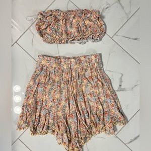 Two piece tube top and shorts. Size small! Beautiful floral pattern, worn once